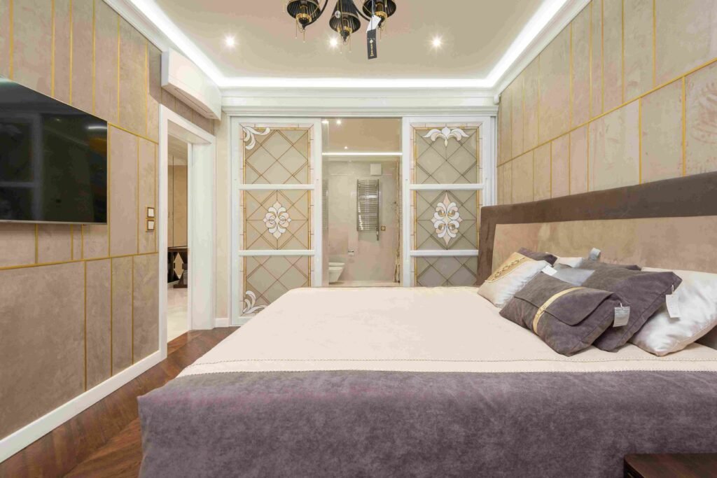 Elegant Gold Blue Bedroom Ideas for Luxury Villas and Homes